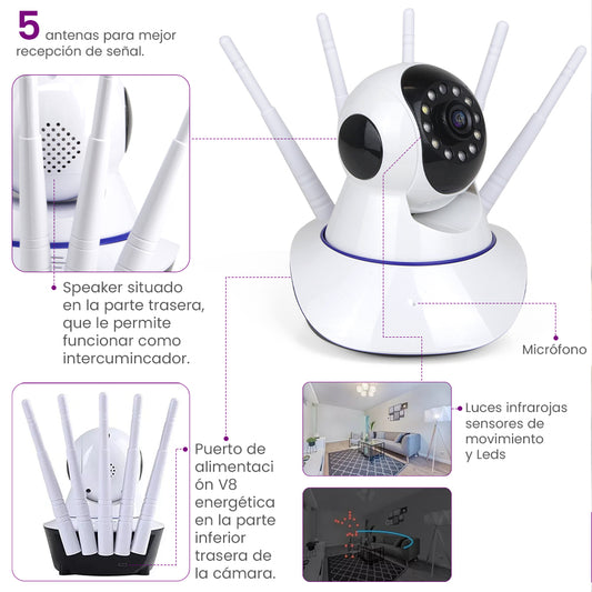 CAMARA WIFI IP 5 ANTENAS V NOCTURNA