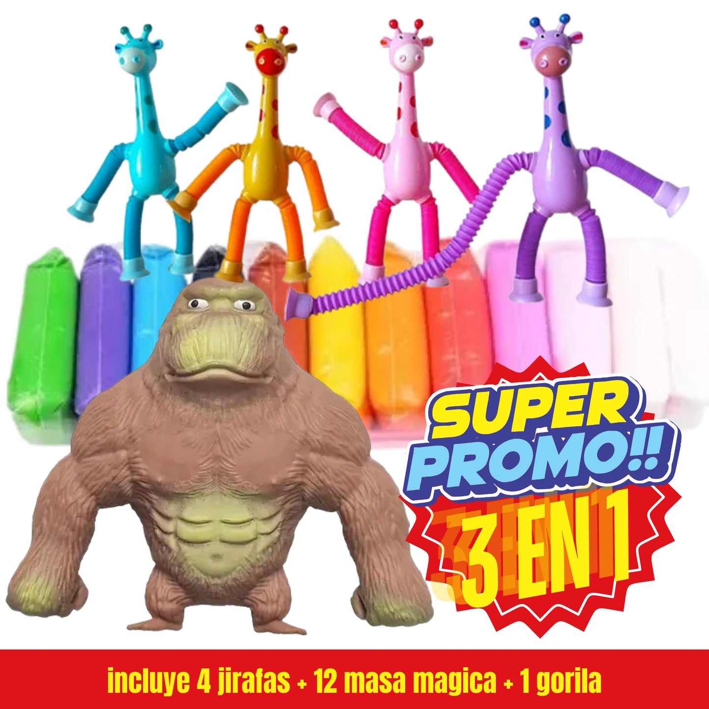 Promo Jirafas Top Ventas +Gorila + 12 Masas