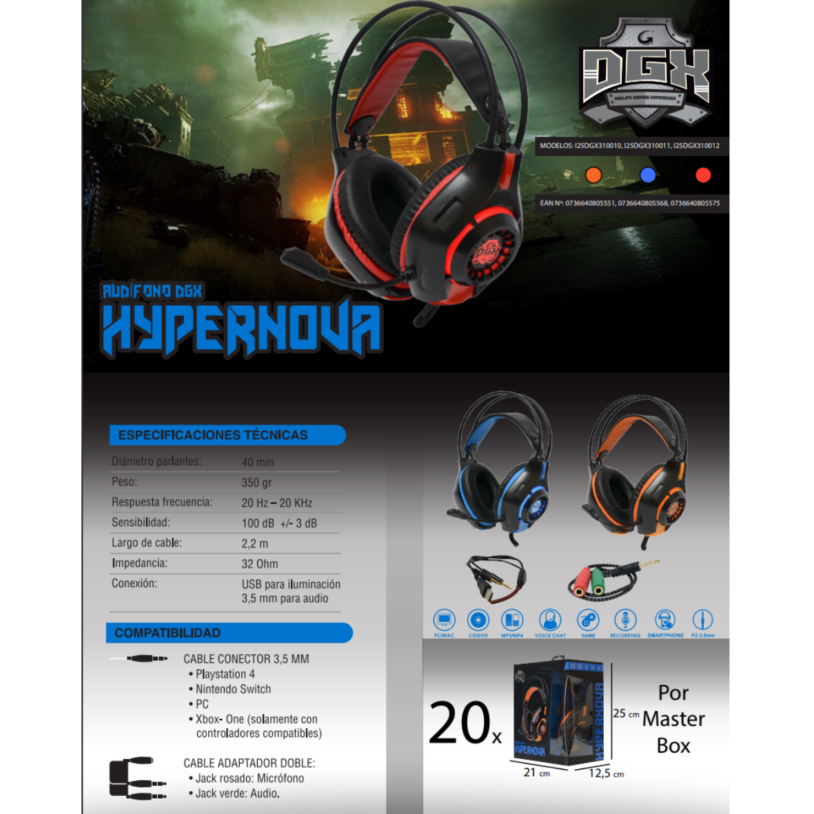 AUDIFONO DGX HYPERNOVA NARANJO