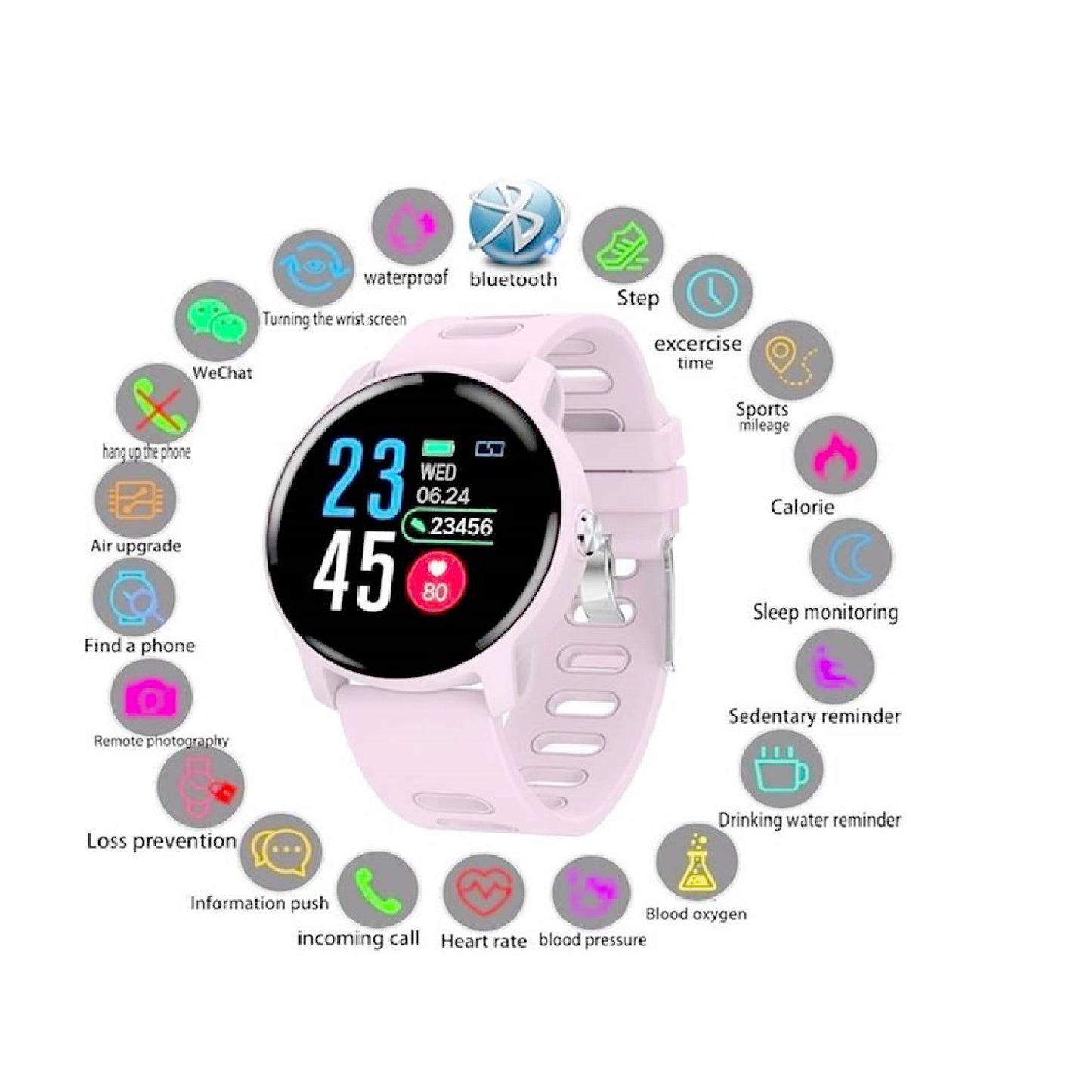 Reloj Inteligente Smartwatch Bluetooth ZL02 Sports Fitness Rosado